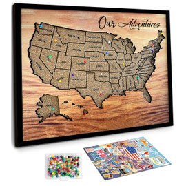 flinelife Usa Map, 12x10, Cork Board Usa Travel Map, Map of United States, Vacation Map Tracker, Perfect Travel Map For Couples Gift