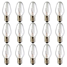 OuuKoo Night Light Bulb Warm White Replacement Bulbs - E12 Light Bulbs - 7Watt Incandescent Light Bulbs - 15 Packs, Warm White Glow - Dimmable (Night Light Bulbs 7 Watt)