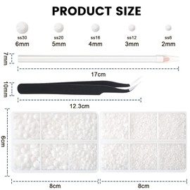 AUREHEN 10000PCs 2-6MM White Resin Flat Back Rhinestones, Round Non Hotfix Resin Rhinestones Nail Gems Stones with Tweezer & Picker Pen for Tumblers Nail Art & DIY Decoration