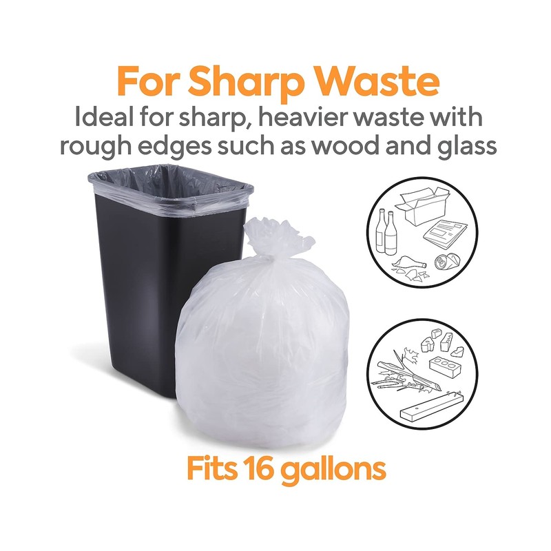 Staples Brighton Professional Linear Low-Density Trash Bags, Clear, 12-16 Gallon,