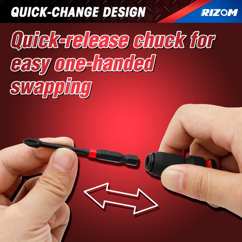 Rizom 3-Piece Quick Release Impact Bit Holders, 1/2 3/8 1/4-Inch
