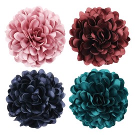 Cinaci 4 Pack Black Plastic Hair Claws Clips with Big Large Satin Flower Bow Barrettes Clamps Bun Chignon Updo Holders Hair Accessories for Women Girls