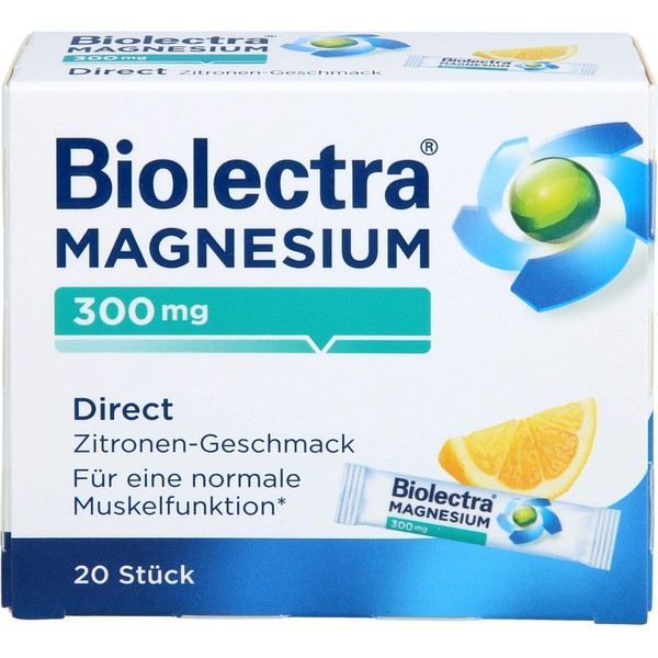 Biolectra Magnesium 300 mg direct Zitronengeschmack Pellets in Sticks, 20