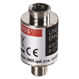 EMOS Satellite Line Amplifier Inline 30dB (Frequency Range 470-790MHz) for DVB-T2, Cable TV or Antennas