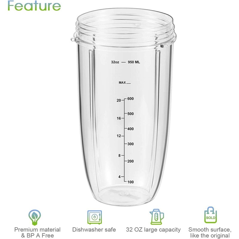Replacement Parts 32oz Blender Cups (2 Packs) Replacement Blender Cups