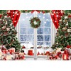 LYCGS 7X5ft Christmas Backdrop Christmas Window Backdrop for Photography Winter