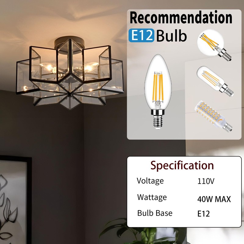 Star Flush Mount Ceiling Light Copper Close to Ceiling Lights