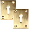 2X Solid Brass Rectangular Escutcheon (55mm x 43mm) Brushed Mid