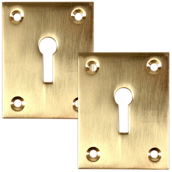2X Solid Brass Rectangular Escutcheon (55mm x 43mm) Brushed Mid