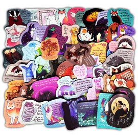 50Pcs Positive Inspirational Words Stickers, Motivational Quote Stickers Cute Animal Stickers Packs, Vinyl Mental Health Stickers Decals for Laptop Scrapbook Water Bottle Luggage Helmet Bumper
