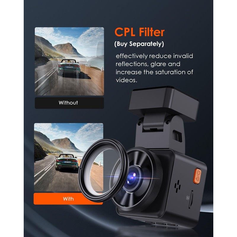 VANTRUE E1 Lite WiFi Mini Dash Cam with Voice Control,