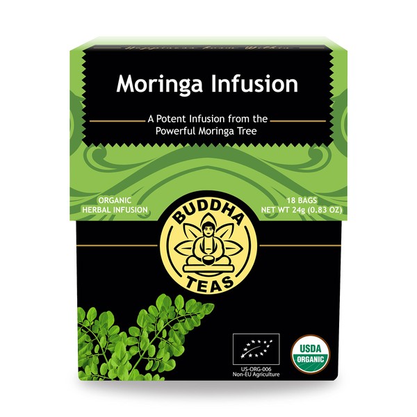 Buddha Teas Organic Moringa Tea - OU Kosher, USDA Organic, CCOF Organic, 18 Bleach-Free Tea Bags