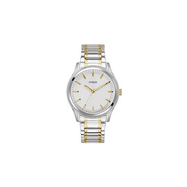 GUESS Men's 44mm Watch - Two-Tone Bracelet Silver Dial Silver Tone Case
