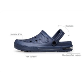 SILLENORTH Zuecos unisex para jardín, zapatos de agua, zapatos de playa, sandalias con cojín de aire, ligeras y cómodas, Azul Marino, 8 Women/7 Men