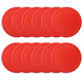 12 Air Hockey Pucks, Airs Hockeys, for Air Hockey Tables, Durable Design for Home and Commercial Use, Standard Size 2.5 Inch, Red