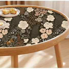 HAOKHOME Self Adhesive Drawer Liner and Shelf Liner Vintage Floral, Peel and Stick Cabinet Liner, Waterproof Kitchen Contact Paper and Cupboard, Bathroom Drawers, Black/Brown/Beige 17.3in x 6.5ft