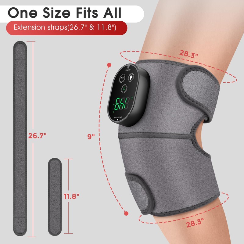 Cordless Heated Knee Massager with Vibration, Heated Knee Brace Wrap