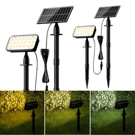 JACKYLED Solar Lights Outdoor Waterproof, Solar Tree Lights Outdoor with 10ft Cord, 3 Colors & 5 Modes, Bright Solar Lights for Outside, Garden, Pathway, Fence, 2-Pack