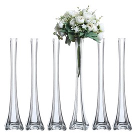 Craft And Party Eiffel Tower Vase, Pack of 6, 16" Clear Flower Vases Centerpiece for Flower, Wedding, Decoration. (16", Clear)