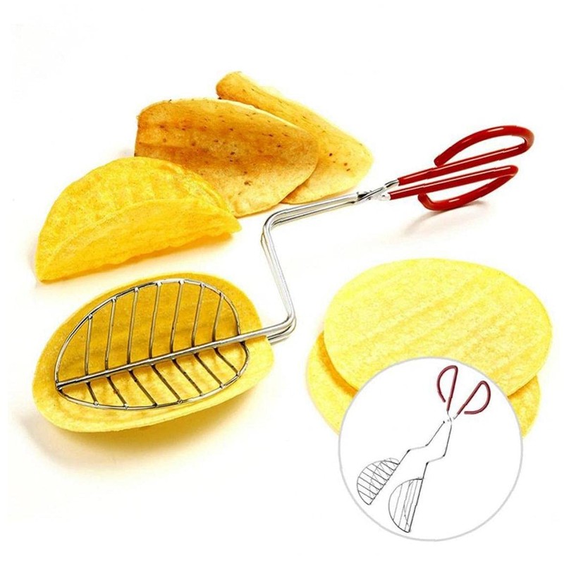 Froiny Stainless Steel Taco Maker Tongs, 12.6 Inch Long, Red,