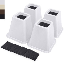 ANNKUT 6 Inch Heavy Duty Bed Risers, Furniture Risers for Desk, Chair, Table or Sofa, Couch Lift Risers, Supports up to 2200 lbs per Leg(4 Pack White)