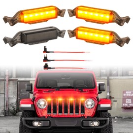 Led Grill Grille Lights fit for 2019 2020 2021 2022 2023 Jeep Wrangler JL JLU Rubicon Sahara Sport Front Grille Grills Light Front Headlights Wrangler JL Jlu 2018-2023 4Pcs Amber Led (Amber JL 4P)