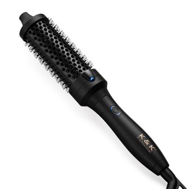 K&K Thermobürste, 1.5 Inch Beheizte Rundbürste, Professioneller Beheizter Lockenwickler Keramik Turmalin Ionisch Lockenstab, Hot Styling Volumenbürste, Heißhaarbürste, Dual Spannung