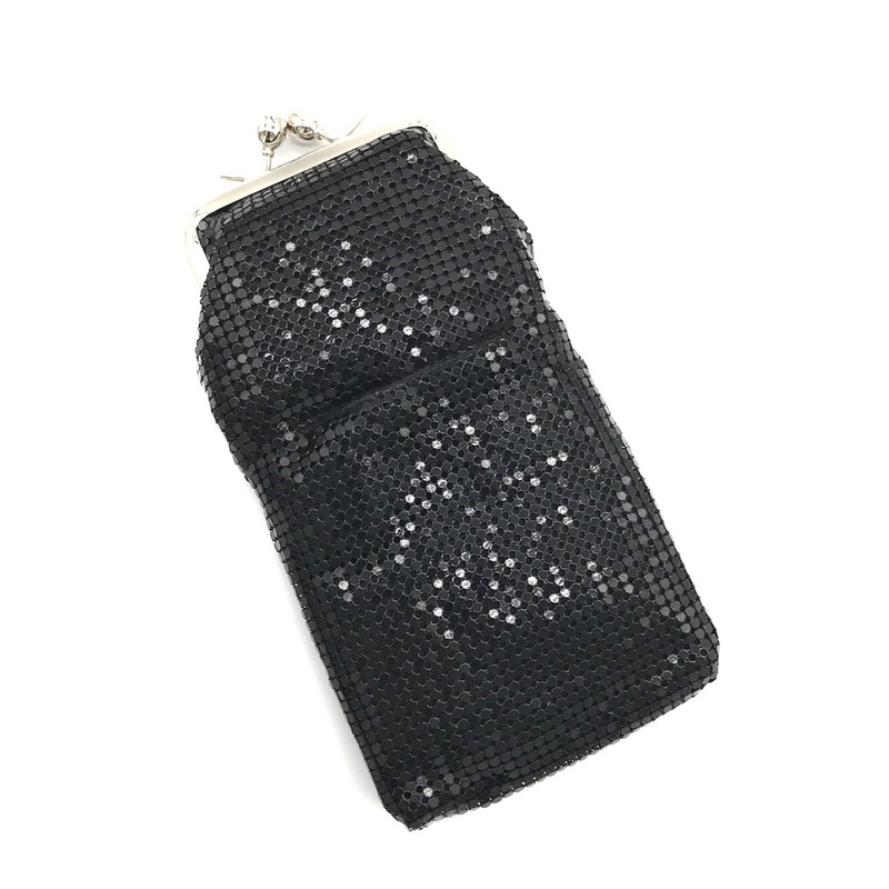 Women's Metal Mesh Eyeglass Case with Crystal Stones Kiss Lock
