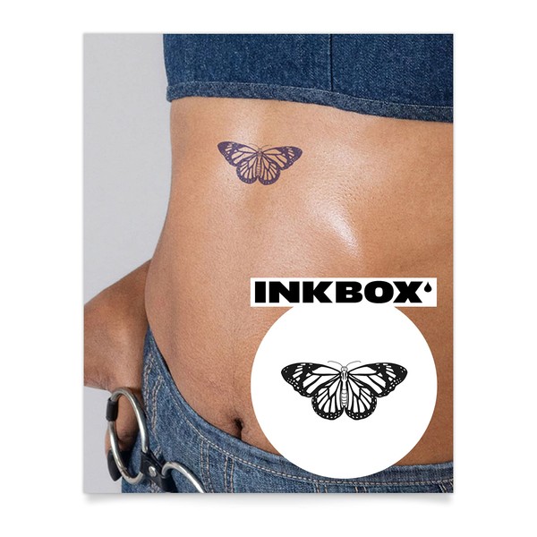 Inkbox Temporary Tattoos, Semi-Permanent Tattoo, One Premium Easy Long Lasting, Waterproof Temp Tattoo with For Now Ink - Lasts 1-2 Weeks, Monarchy, 3 x 3 Inches