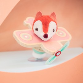 Lilliputiens - Alice on a plane with suction cup - Interactive toy for babies with bells and wooden rings - Promotes fine motor skills, vision and hearing - From 6 months - Educational toy - 83523