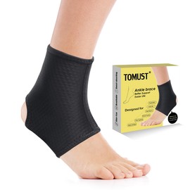 TOMUST Compression Ankle Sleeve - Open Heel, Lightweight, Breathable, Elastic Foot Ankle Support Brace for Plantar Fasciitis, Sprains, Arthritis, Tendonitis - Men, Women, Right or Left Foot, L