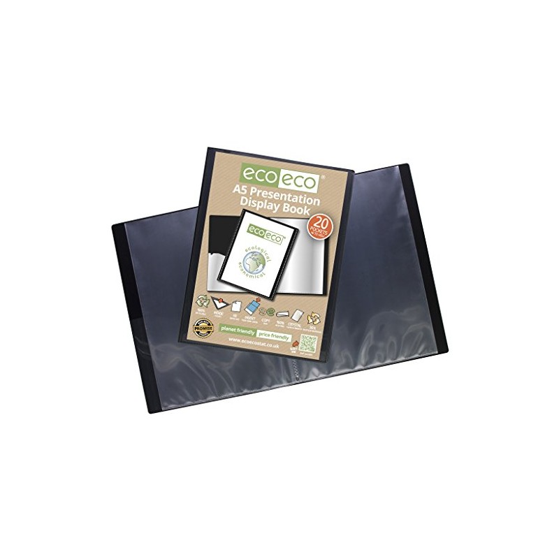 eco-eco 12 x A5 50% Recycled 20 Pocket Black Folder