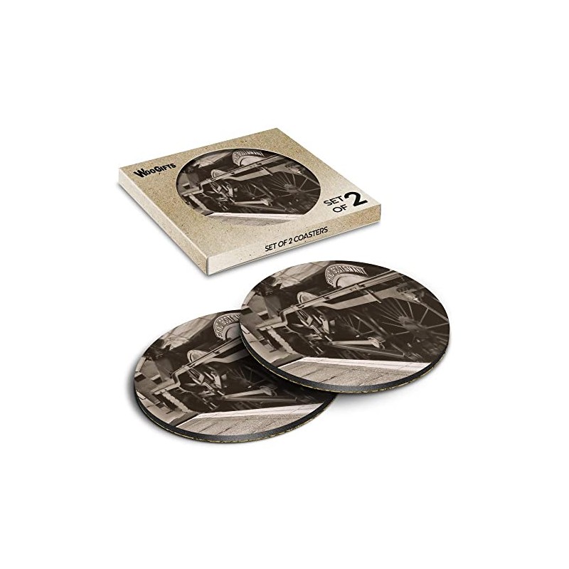2 x Round Coasters - The Flying Scotsman Steam Train