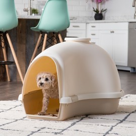 IRIS IDH-L Large Igloo Shaped Dog House, White/Almond