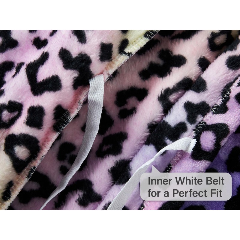 Topgal Rainbow Black Leopard Robe for Girls Fleece Toddler Kids