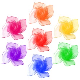 SumDirect Dance Scarves, Children Dance Juggling Scarf 60 x 60cm, Multicolor Square Silk Dance Scarf with Hemmed Edges, Baby Sensory Toys, Rhythm Band, Magic Performance Props Accessories（7 Colors）