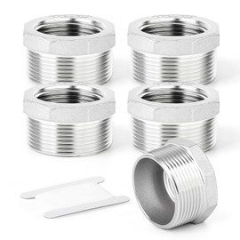 TAISHER 5 PCS 304 Stainless Steel Reducer Hex Bushing, 1" BSP Male x 3/4" BSP Female, Reducing Pipe Adapter Fitting, for Water Oill Air Gas
