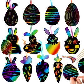 Wishstar Easter Egg Scratch Pictures, Easter Eggs Craft Set, Children's Crafts, for Easter Birthday Party Decoration, DIY Craft
