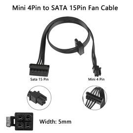 YACSEJAO Motherboard ATX Mini 4-Pin to 2X Right-Angle 15 Pin SATA Power Splitter Cable for HDD, SSD, Optical Drives SATA Power Cable 45 cm, Pack of 2