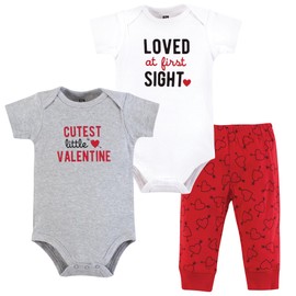 Hudson Baby Hudson Baby Unisex Cotton Bodysuit and Pant Set, Cutest Valentine, Preemie