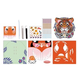 Janod - from 7 Years Old - Tiger Trophy Rhinestone and Sequins Creative Kit - Decoration Workshops - Creative Leisure - Dexterity and Concentration - J07915