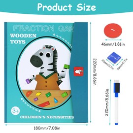 OFFCUP Magnetic Fraction Educational Puzzle, Magnetic Fraction Tiles & Fraction Circles, Magnetic Fraction Puzzle Math Fractions Manipulatives for Kids Preschool Elementary School （Zebra）