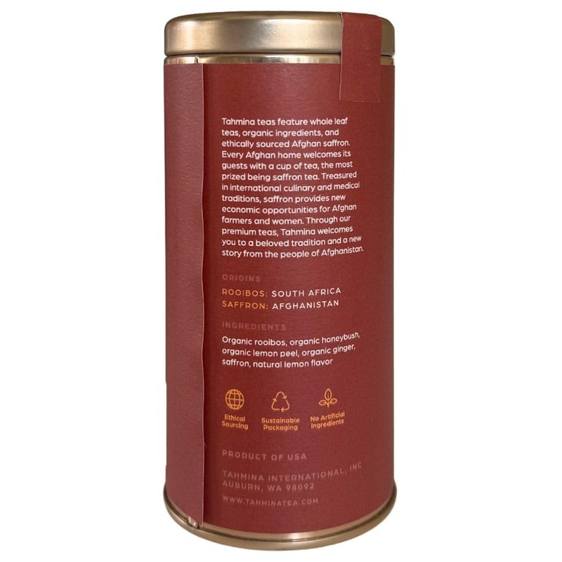 Tahmina Saffron Rooibos Caffeine Free Tea: South African Herbal Blend