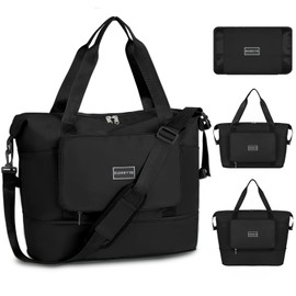 FIORETTO Designed for Ryanair Cabin Bags 40x20x25 Underseat Convertible Cabin Bag 45X36X20 for New Easyjet, Foldable Carry On Travel Weekend Overnight Duffle Hospital Hand Luggage Bag for Women Black