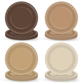 50Pcs Brown Paper Plates 9 Inch Gradient Brown Color Plates Disposable Round Dessert Plates Brown Party Tableware Solid Color Paper Plates Winter Table Decors for Birthday Gatherings Outdoor Party