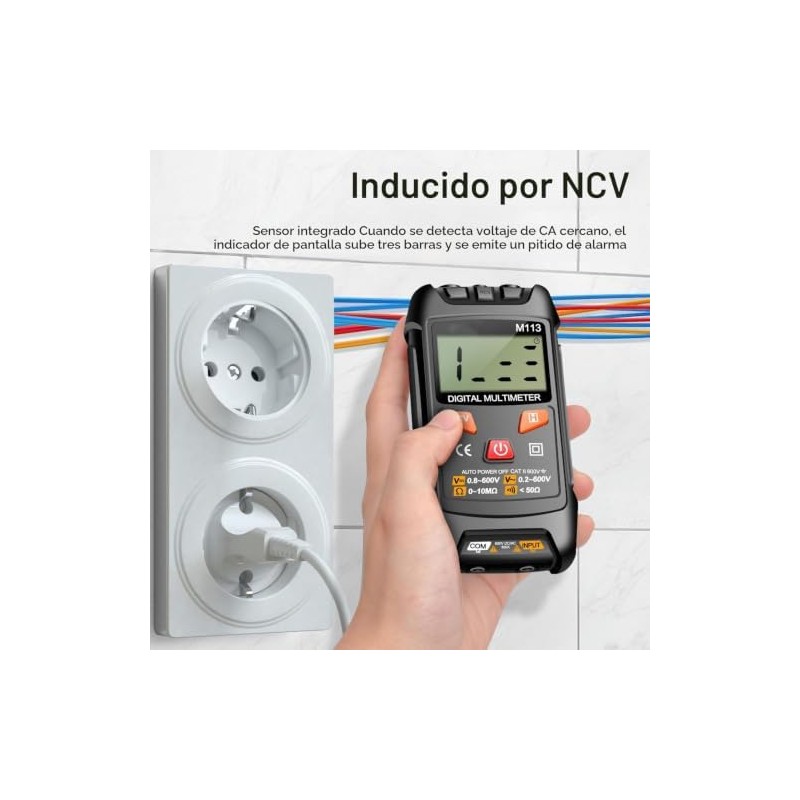 Multímetro Digital M113 Reconocimiento Automático Frecuencia Capacitancia Negro for Pruebas