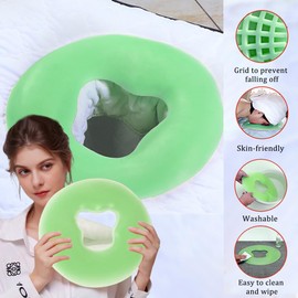 OULIGET Silicone Face Massage Pillow,SPA Beauty Face Relax Headrest,Salon Skin Care Soft Overlay Travel Head Support,Green