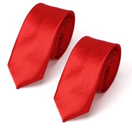 FUIPVGI Pack of 2 Men's Ties 8 cm for Men Classic Tie Elegant Satin Tie Wedding Tie Retro Business Tie for Office or Festive, red