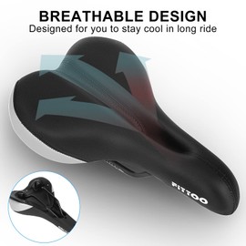 FITTOO Bike Seat, Bicycle Seat, Mountain Bike Bicycle Saddle, Electric Bike Seat, Gym Exercise Spin Bike Seat, Kids Bike Seat, Road Bike Seat, Unisex Universal Comfortable Thick Foam Cushion Pad
