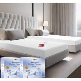 2-Pack Queen Size Mattress Protector Waterproof - Soft, Noiseless, Cooling Mattress Protector Queen with Deep Pockets to Fit 8-20 inch Mattress
